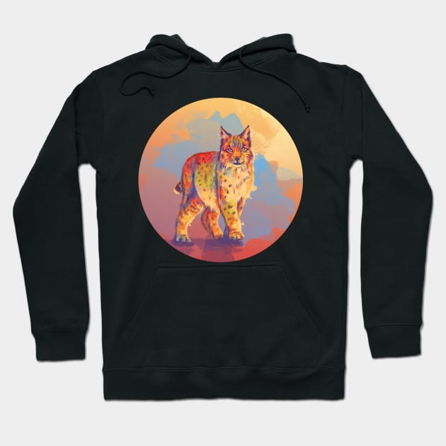 Untamed Soul, Bobcat Painting Hoodie by Flo Art Studio